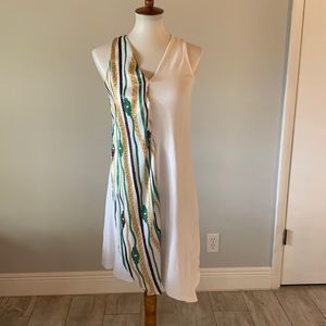 [ZARA] White Scarf Drape Dress - Size Small